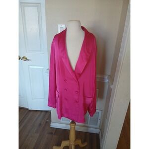 Victoria Secret Women's Pink Pacey Coquette Core Romantic Silk Blazer Size M